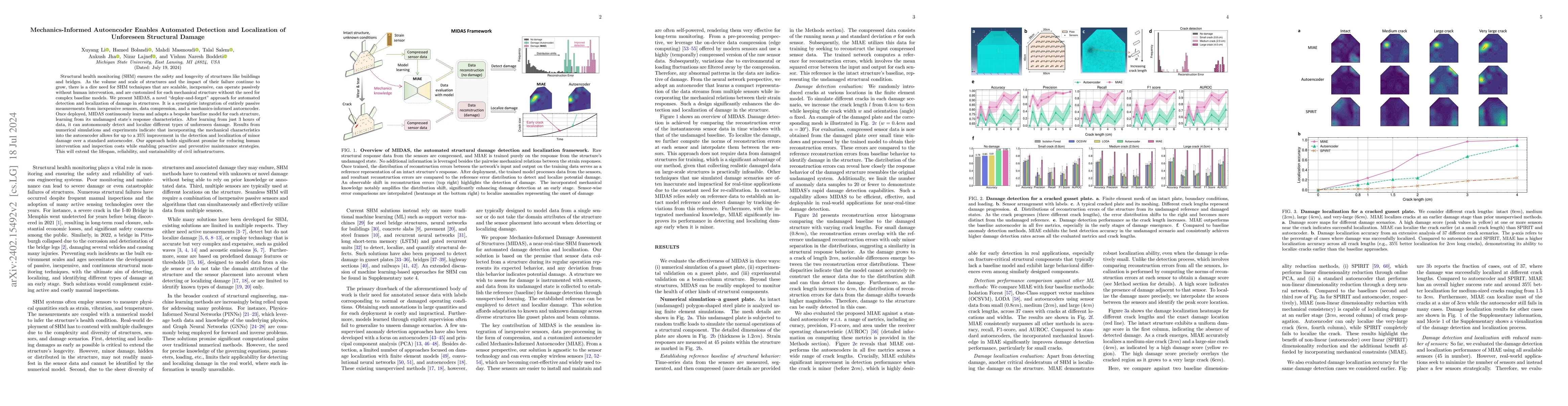 Thumbnail for Mechanics-Informed Autoencoder Enables Automated Detection and
  Localization of Unforeseen Structural Damage
