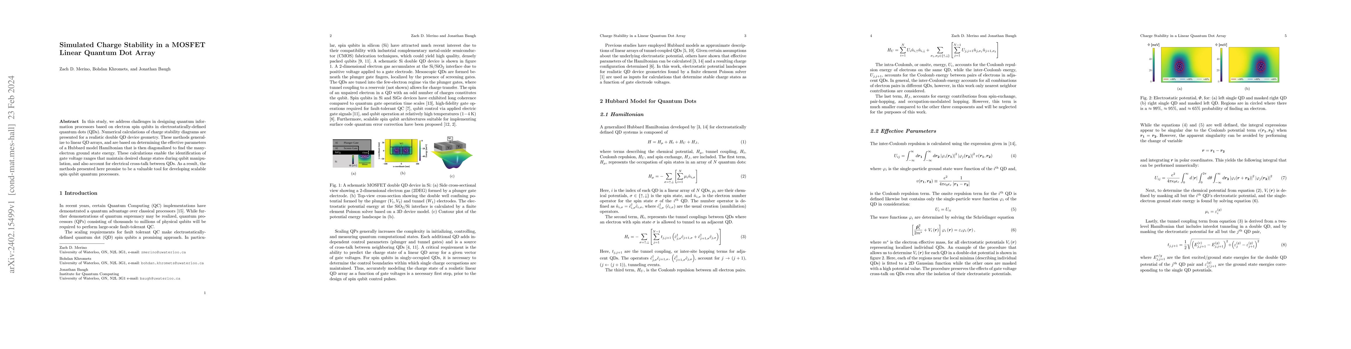 Thumbnail for Simulated Charge Stability in a MOSFET Linear Quantum Dot Array
