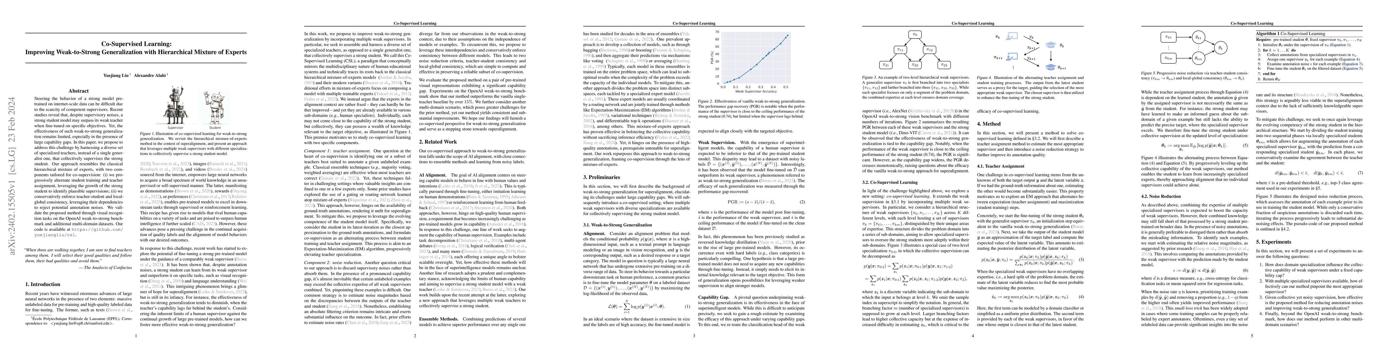 Thumbnail for Co-Supervised Learning: Improving Weak-to-Strong Generalization with
  Hierarchical Mixture of Experts