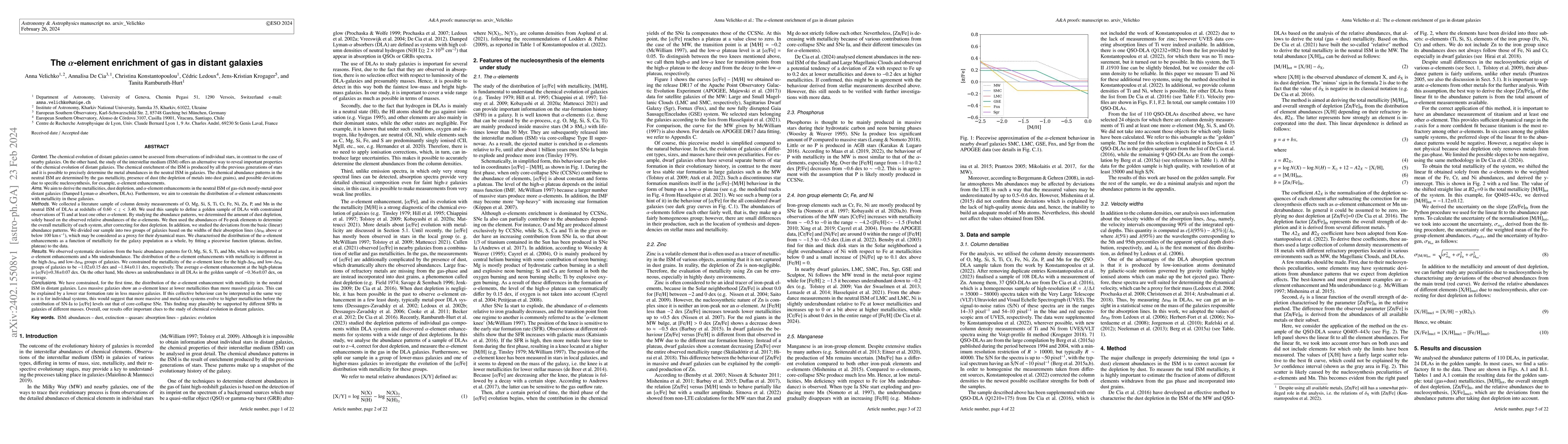 Thumbnail for The {\alpha}-element enrichment of gas in distant galaxies