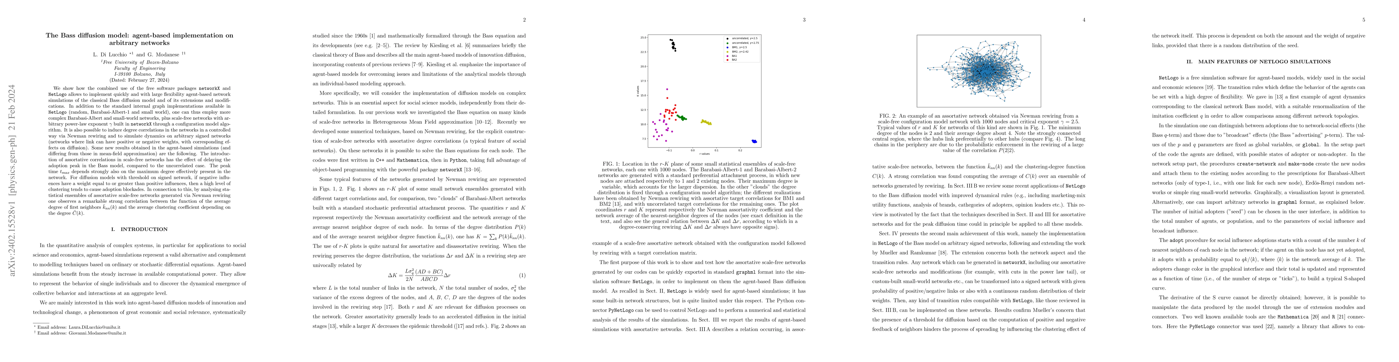 Thumbnail for The Bass diffusion model: agent-based implementation on arbitrary
  networks