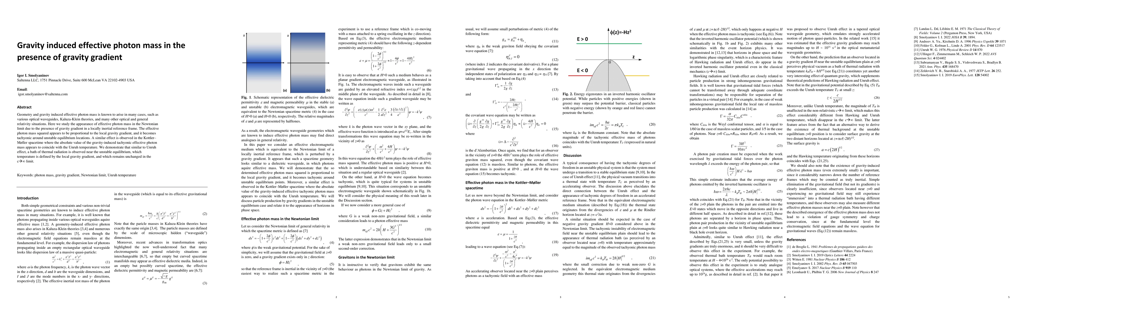 Thumbnail for Gravity induced effective photon mass in the presence of gravity
  gradient