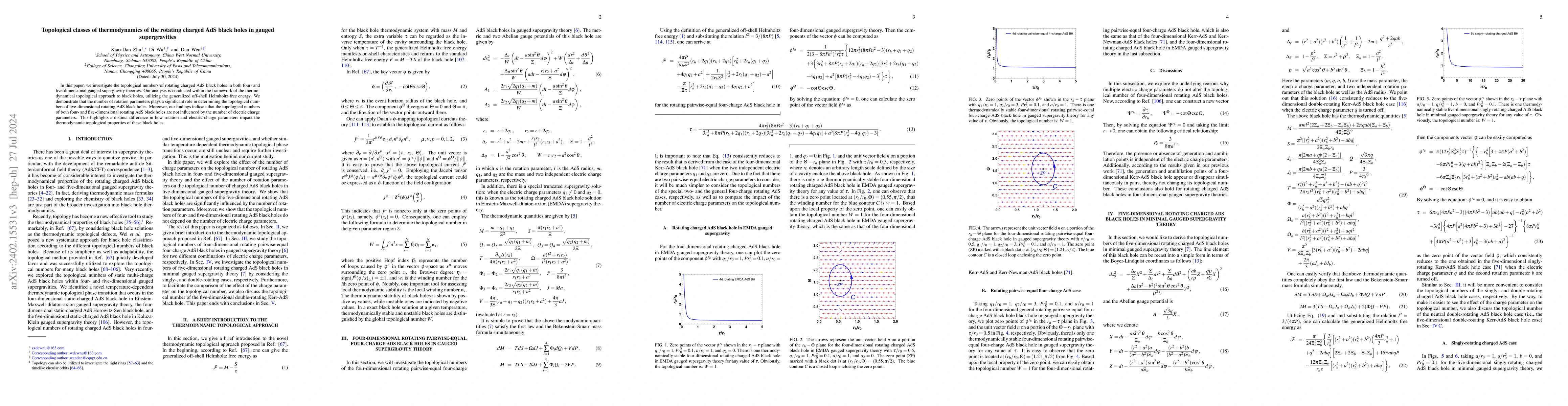 Thumbnail for Topological classes of thermodynamics of the rotating charged AdS black
  holes in gauged supergravities