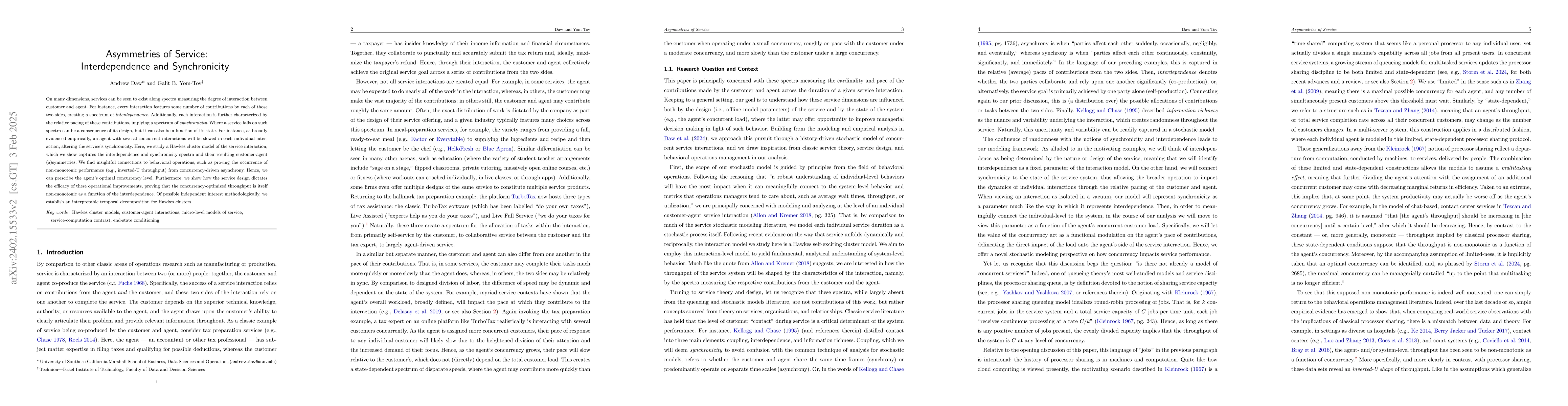 Thumbnail for Asymmetries of Service: Interdependence and Synchronicity