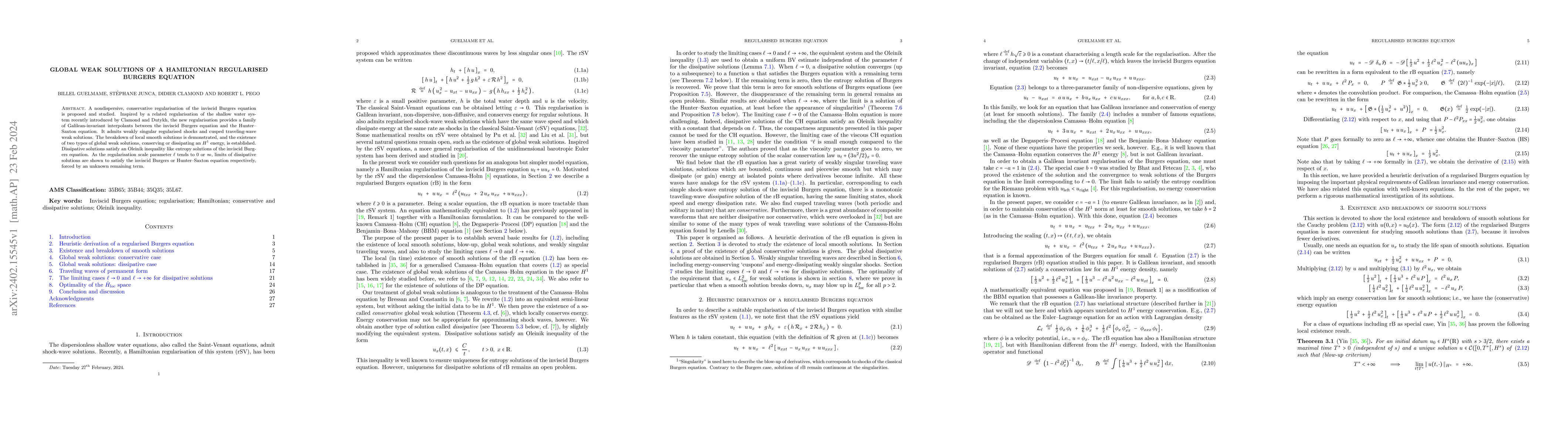Thumbnail for Global weak solutions of a Hamiltonian regularised Burgers equation