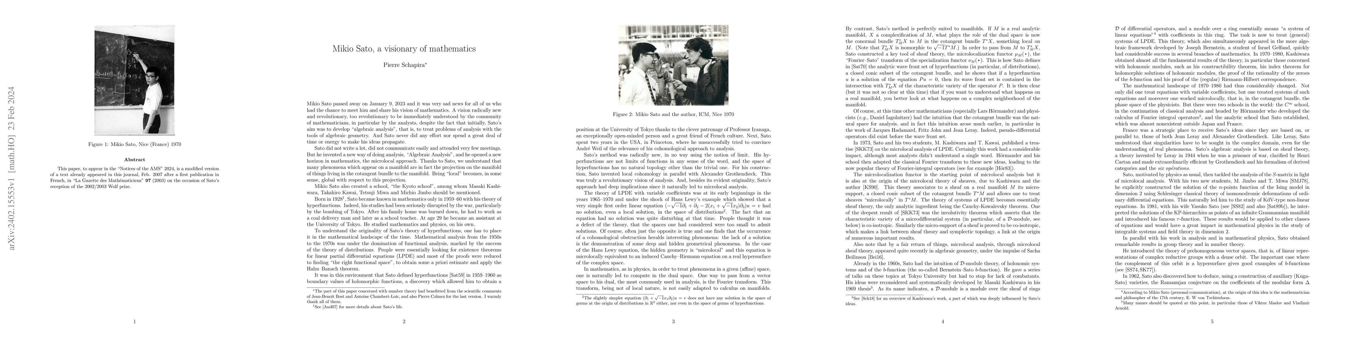 Thumbnail for Mikio Sato, a visionary of mathematics
