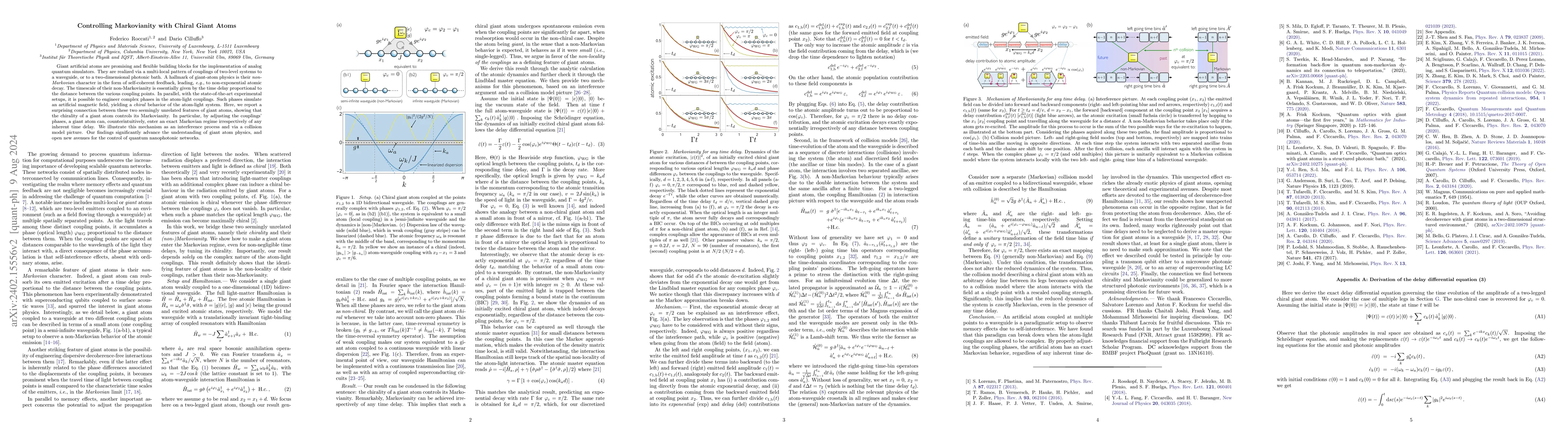 Thumbnail for Controlling Markovianity with Chiral Giant Atoms