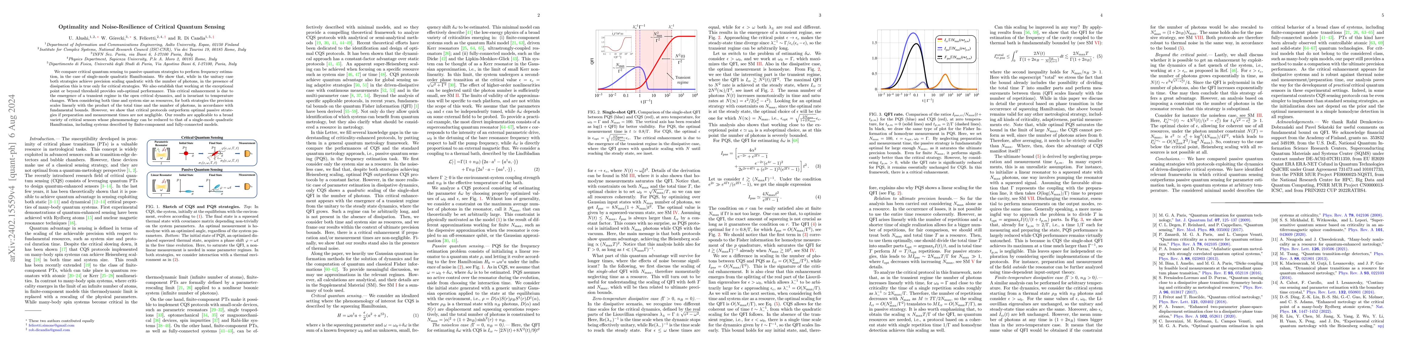 Thumbnail for Optimality and Noise-Resilience of Critical Quantum Sensing