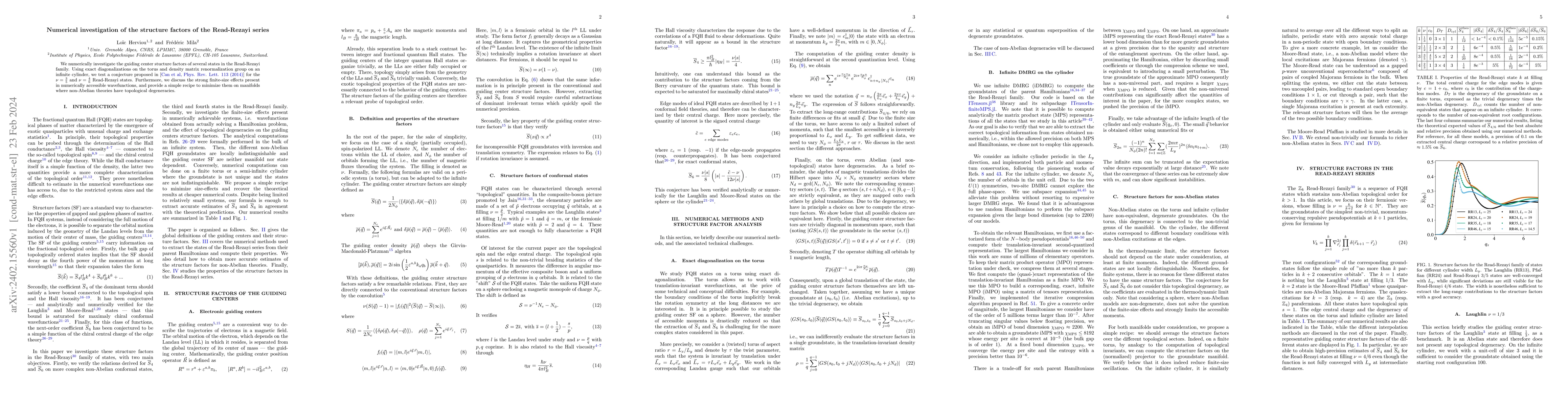 Thumbnail for Numerical investigation of the structure factors of the Read-Rezayi
  series