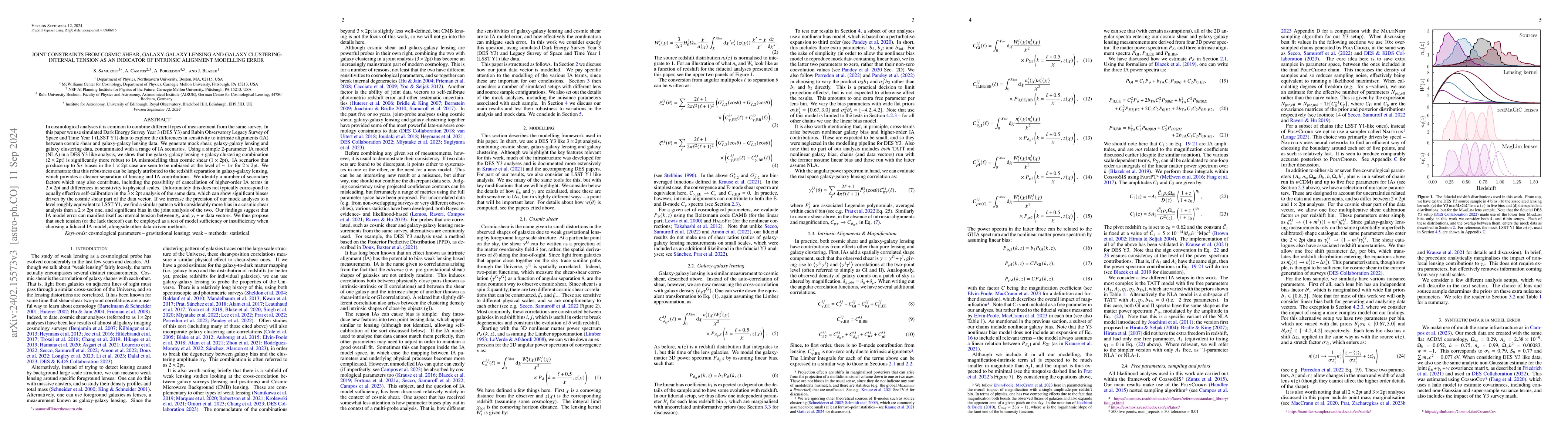 Thumbnail for Joint constraints from cosmic shear, galaxy-galaxy lensing and galaxy
  clustering: internal tension as an indicator of intrinsic alignment modelling
  error