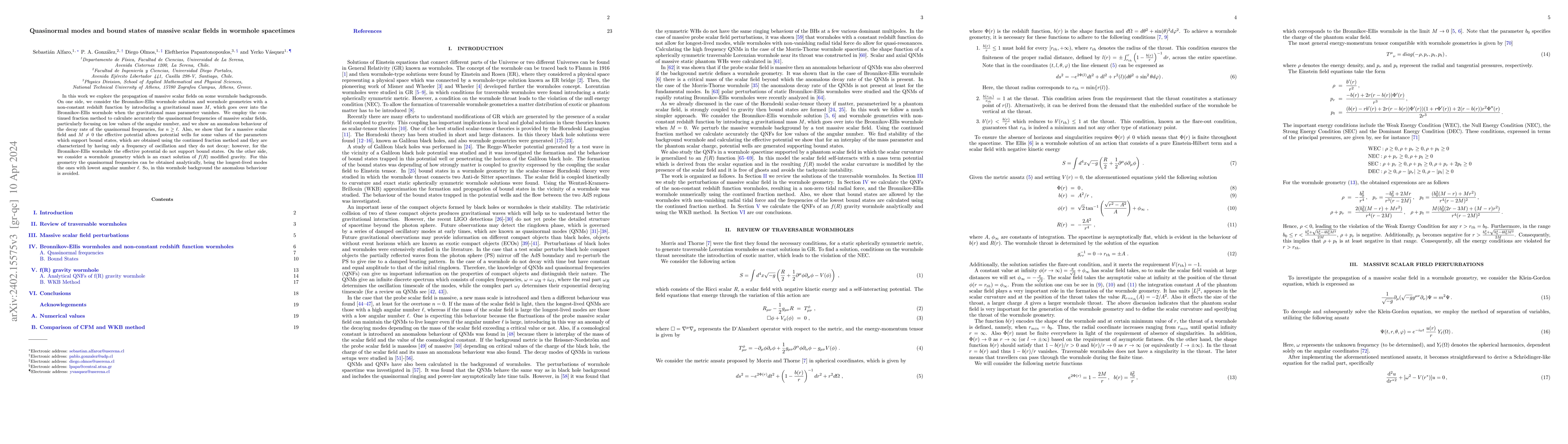 Thumbnail for Quasinormal modes and bound states of massive scalar fields in wormhole
  spacetimes