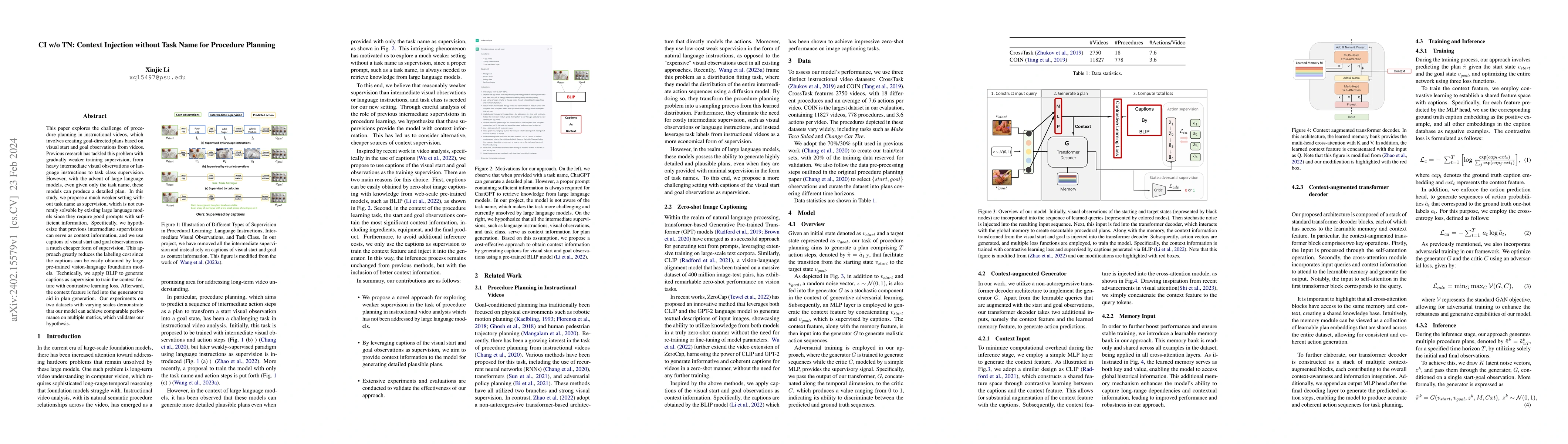 Thumbnail for CI w/o TN: Context Injection without Task Name for Procedure Planning