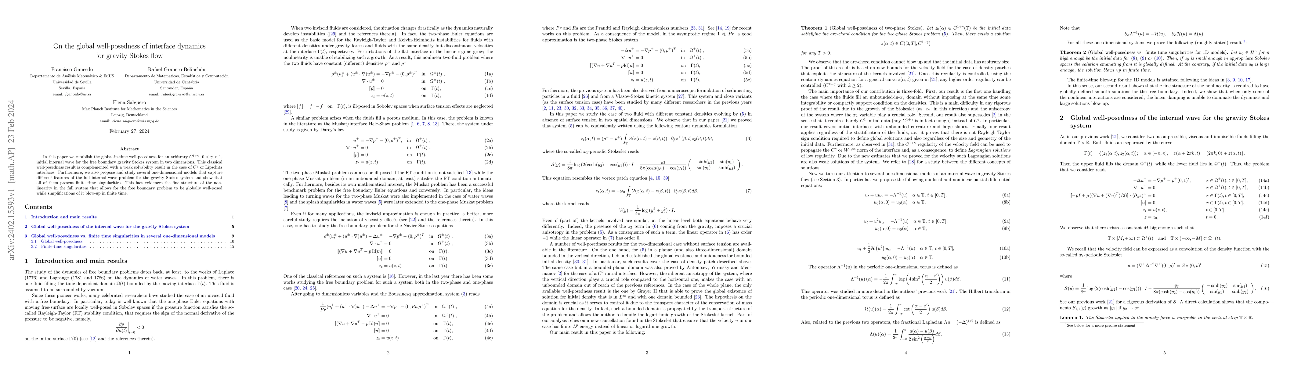 Thumbnail for On the global well-posedness of interface dynamics for gravity Stokes
  flow