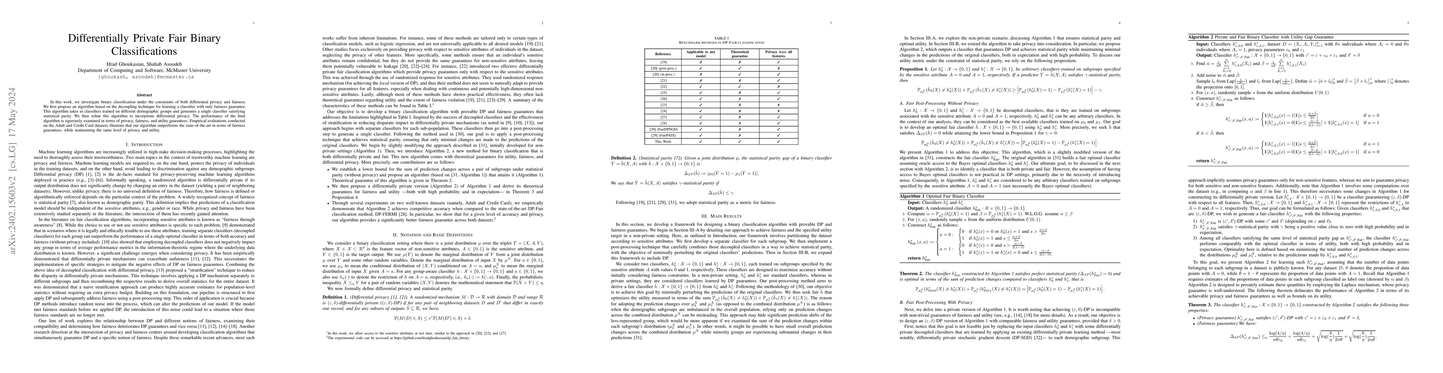 Thumbnail for Differentially Private Fair Binary Classifications