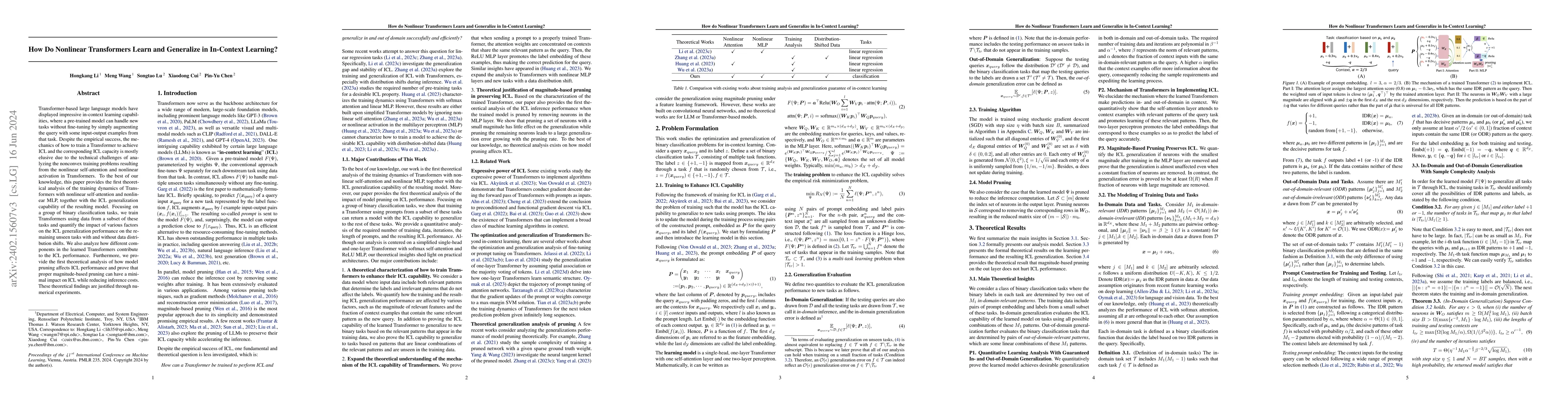 Thumbnail for How Do Nonlinear Transformers Learn and Generalize in In-Context
  Learning?