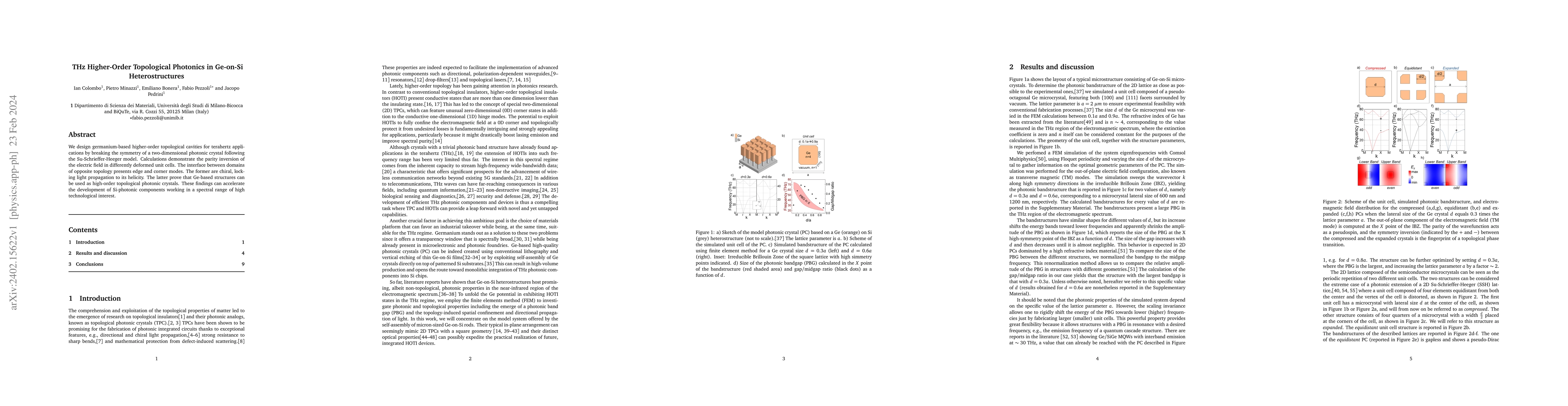 Thumbnail for THz Higher-Order Topological Photonics in Ge-on-Si Heterostructures