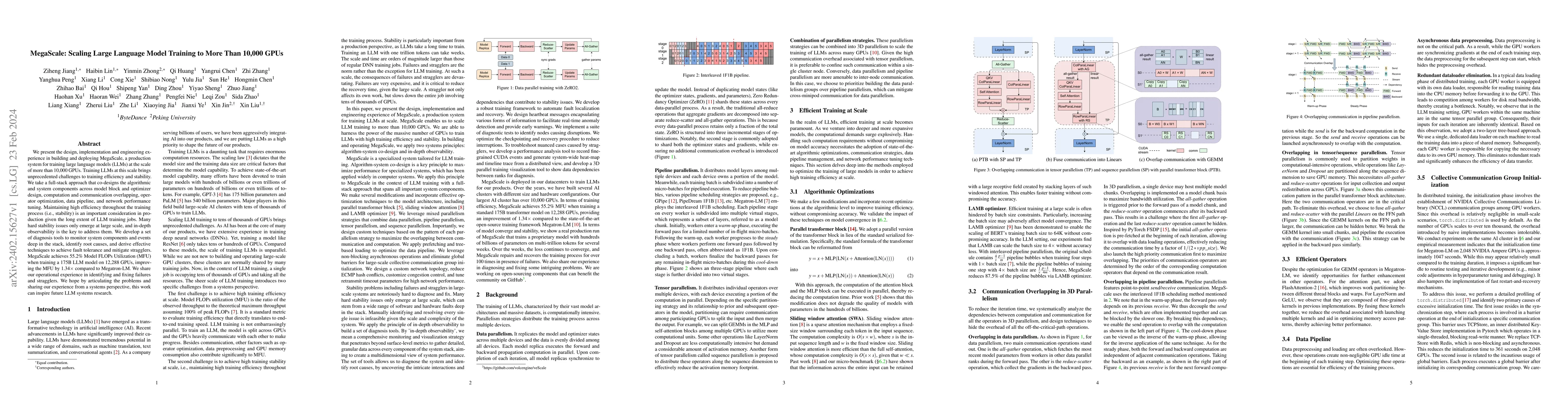 Thumbnail for MegaScale: Scaling Large Language Model Training to More Than 10,000
  GPUs
