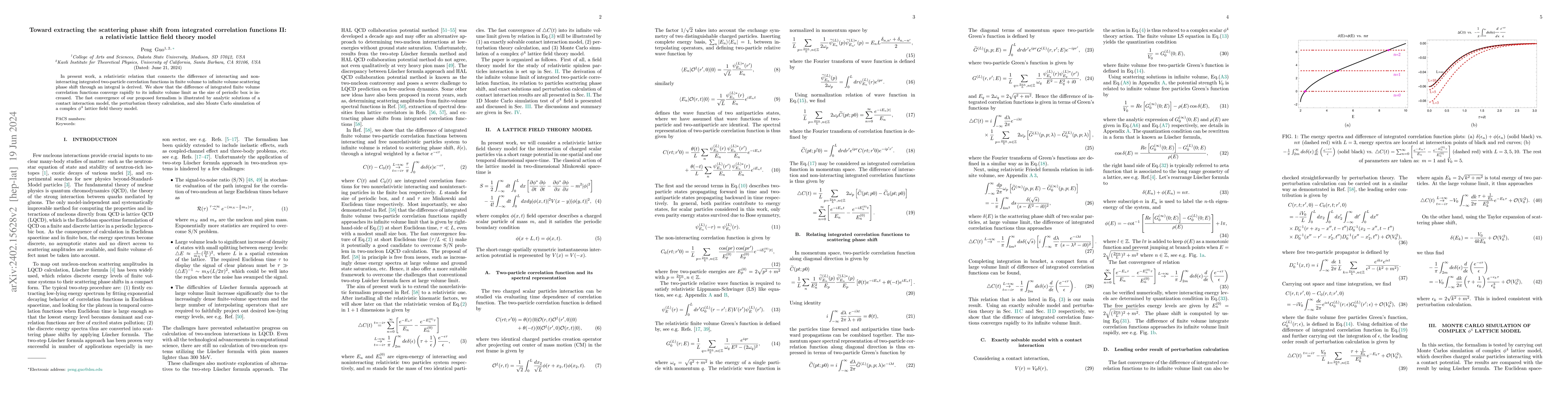 Thumbnail for Toward extracting the scattering phase shift from integrated correlation
  functions II: a relativistic lattice field theory model