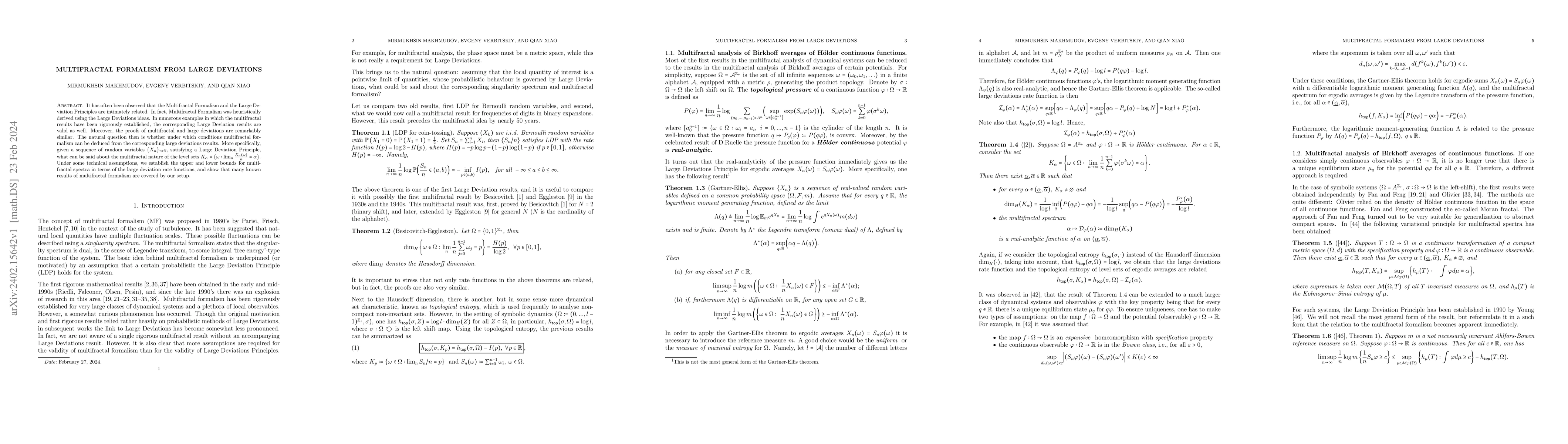 Thumbnail for Multifractal Formalism from Large Deviations
