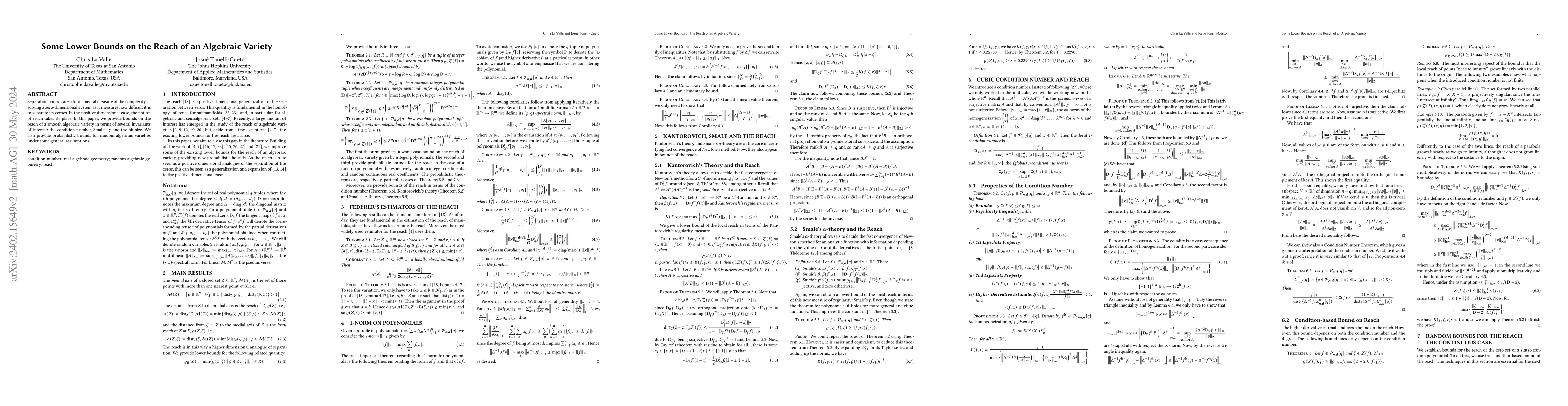 Thumbnail for Some Lower Bounds on the Reach of an Algebraic Variety