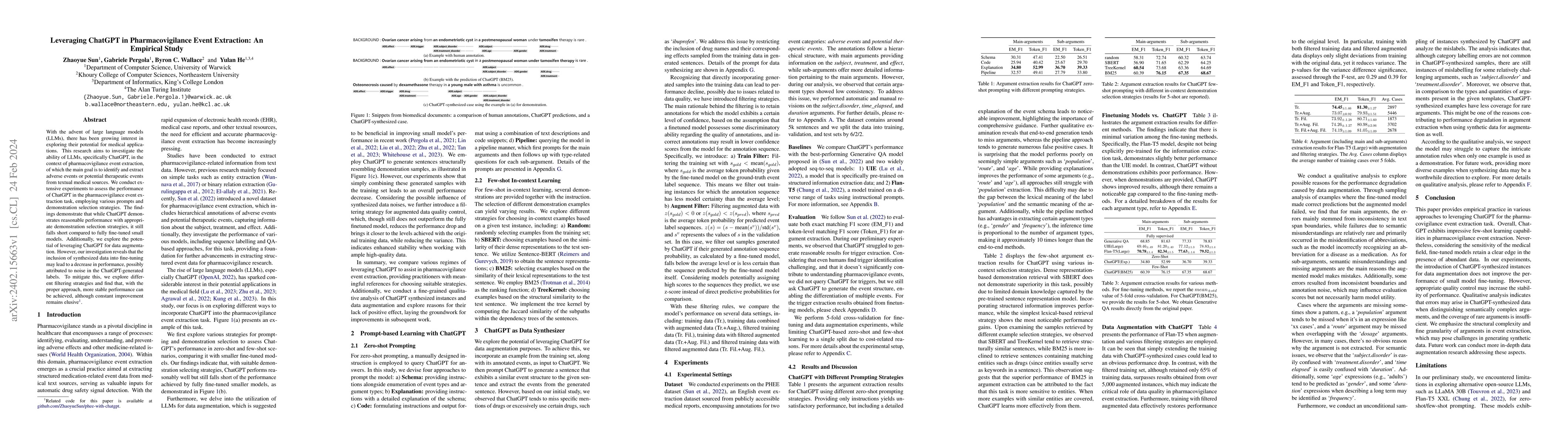 Thumbnail for Leveraging ChatGPT in Pharmacovigilance Event Extraction: An Empirical
  Study