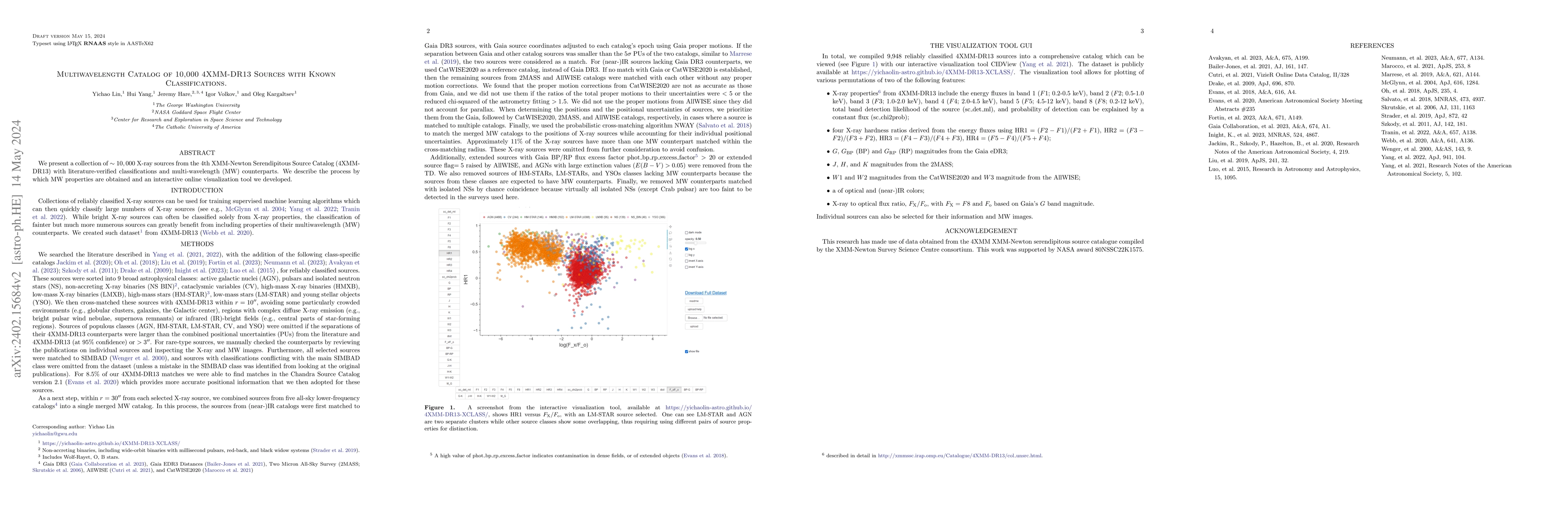 Thumbnail for Multiwavelength Catalog of 10,000 4XMM-DR13 Sources with Known
  Classifications