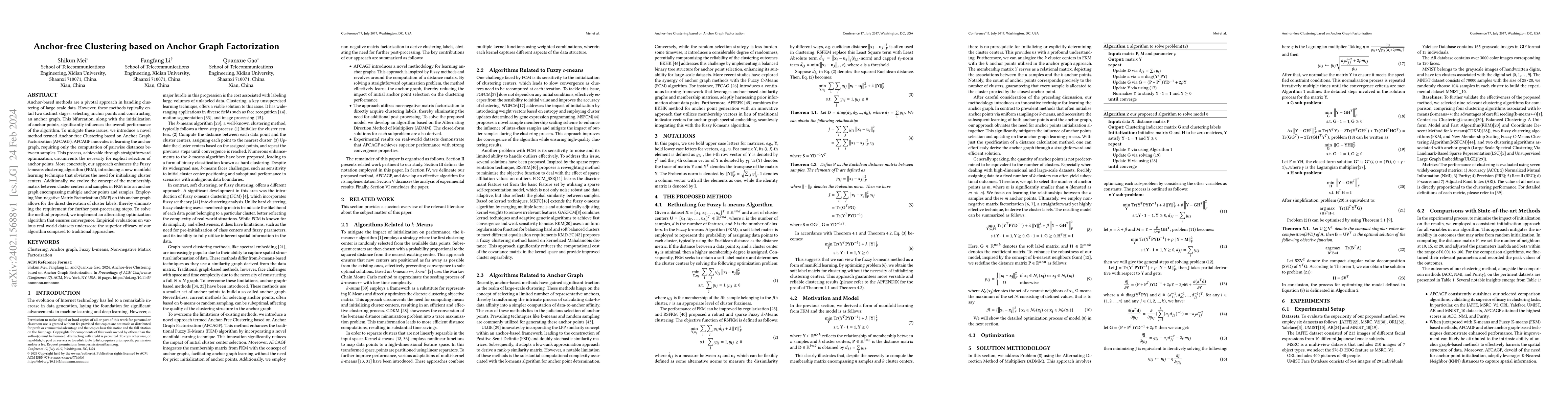 Thumbnail for Anchor-free Clustering based on Anchor Graph Factorization