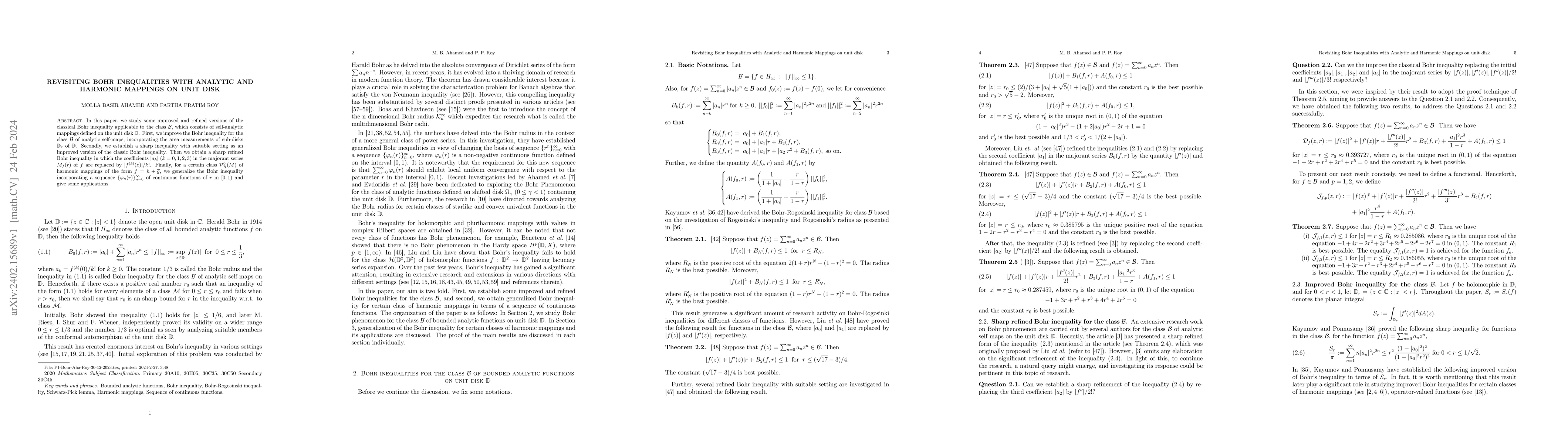 Thumbnail for Revisiting Bohr Inequalities with Analytic and Harmonic Mappings on unit
  disk