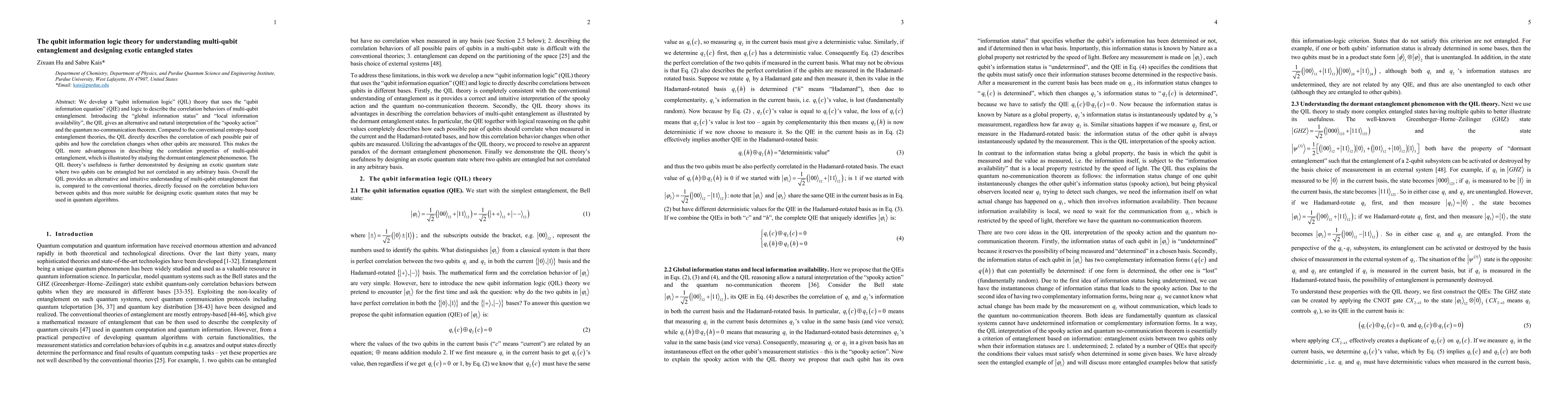 Thumbnail for The qubit information logic theory for understanding multi-qubit
  entanglement and designing exotic entangled states