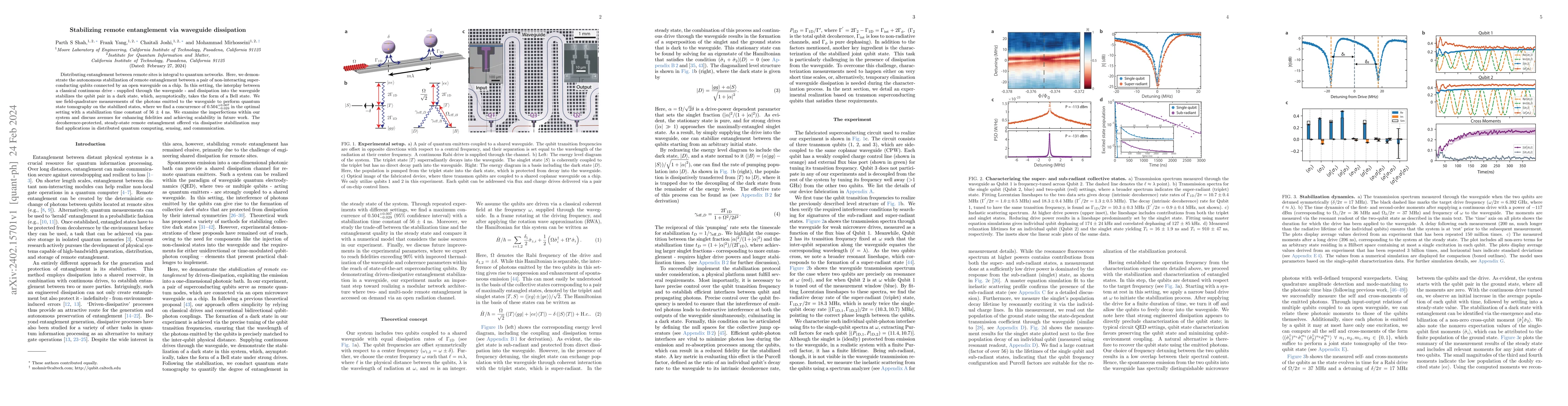 Thumbnail for Stabilizing remote entanglement via waveguide dissipation