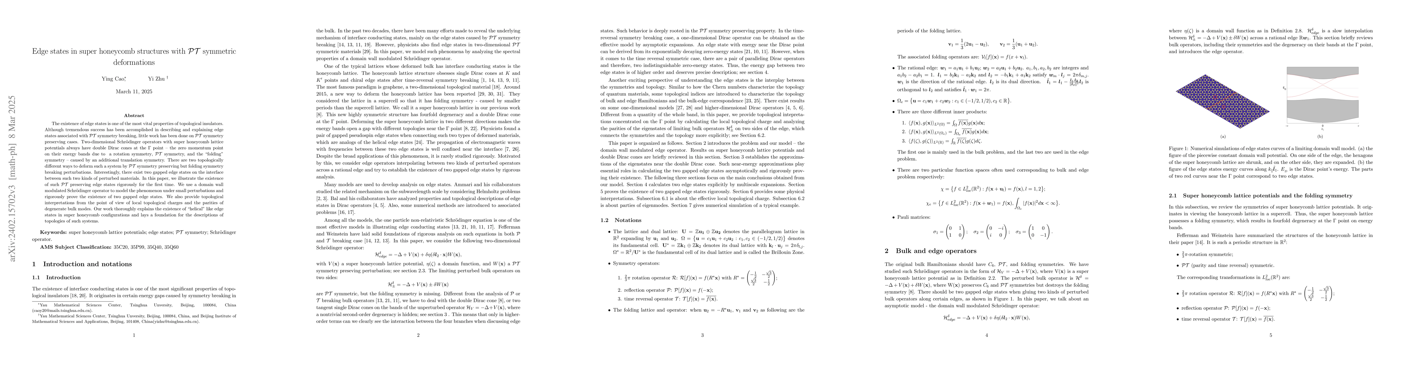 Thumbnail for Edge states in super honeycomb structures with PT_]-symmetric
  deformations