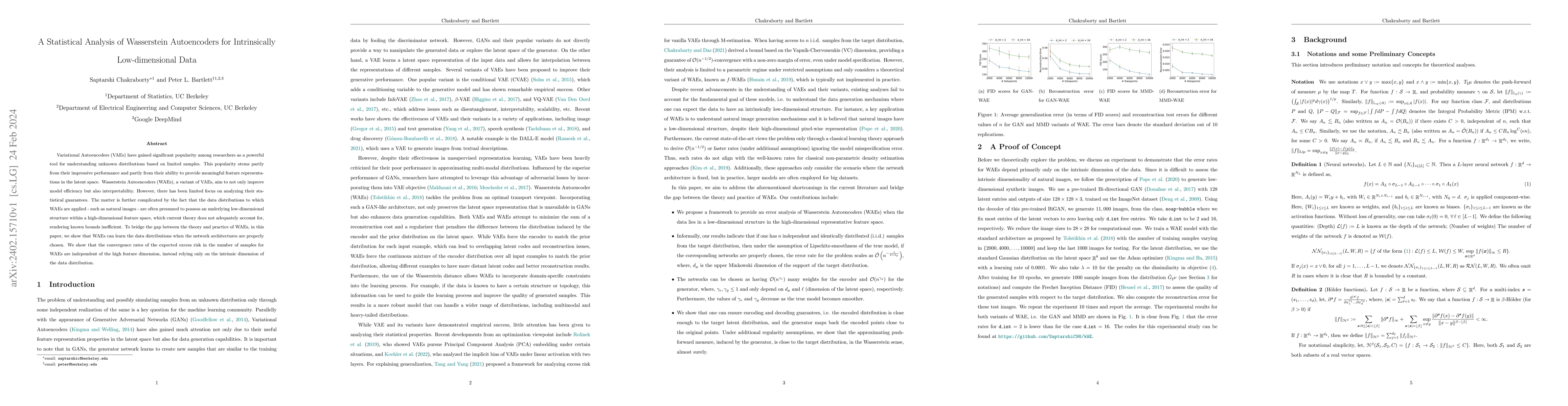 Thumbnail for A Statistical Analysis of Wasserstein Autoencoders for Intrinsically
  Low-dimensional Data