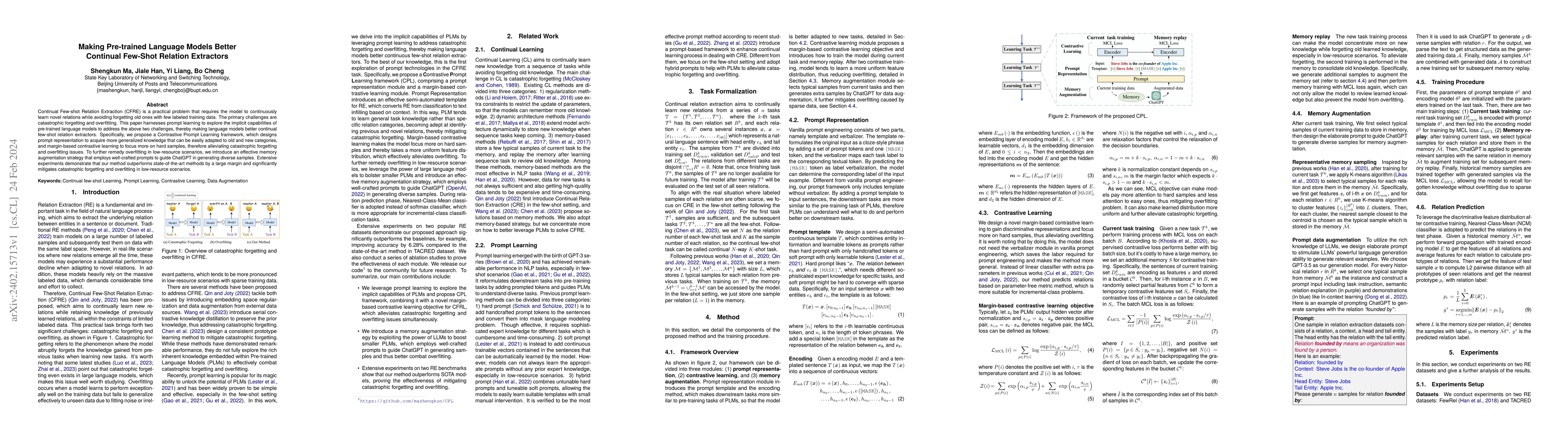 Thumbnail for Making Pre-trained Language Models Better Continual Few-Shot Relation
  Extractors