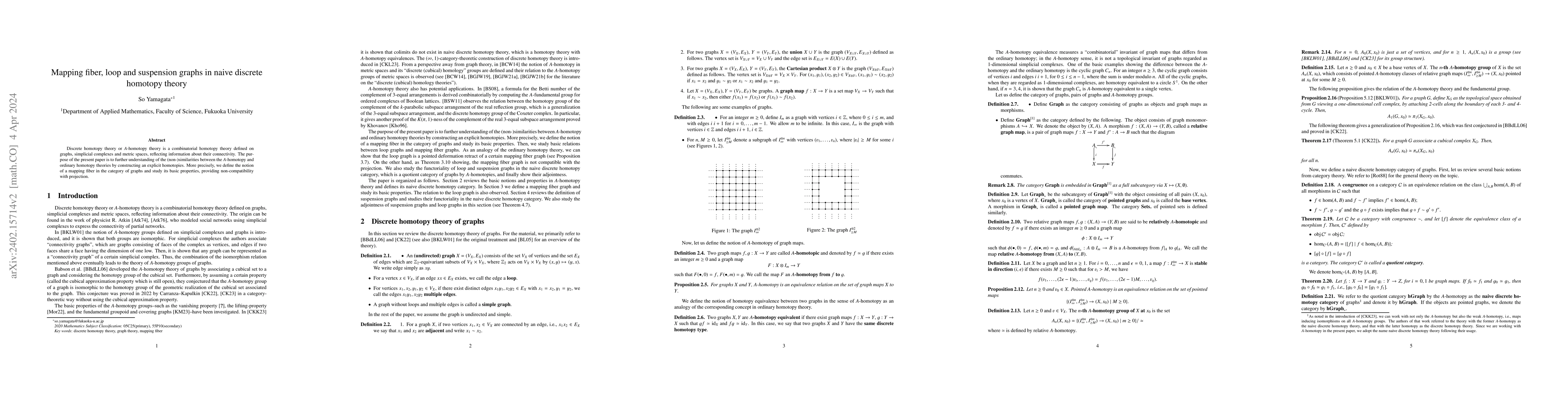 Thumbnail for Mapping fiber, loop and suspension graphs in naive discrete homotopy
  theory