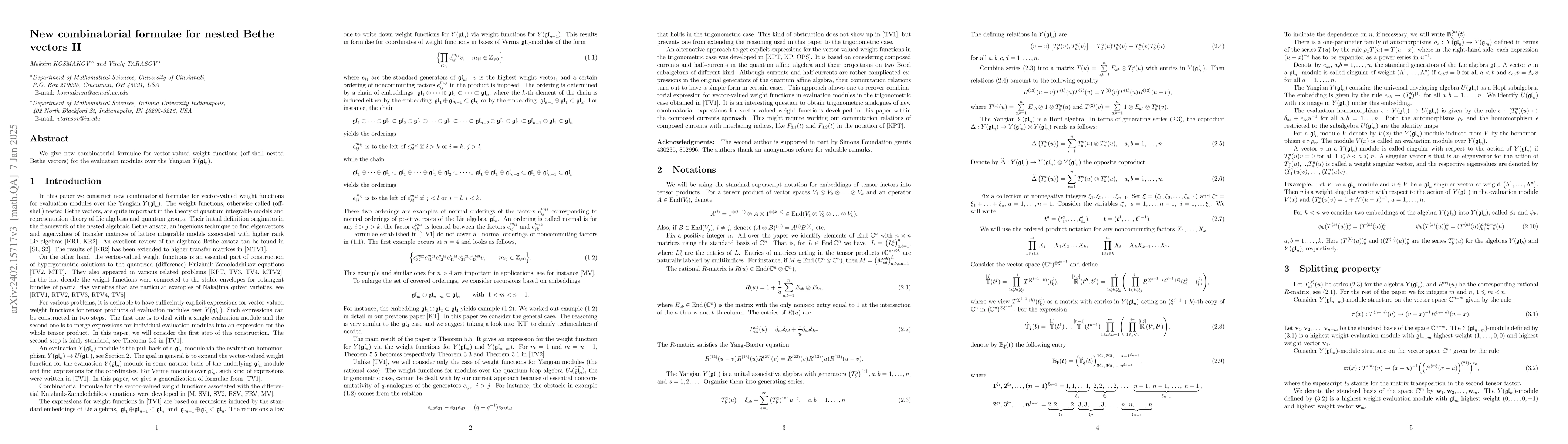 Thumbnail for New combinatorial formulae for nested Bethe vectors II