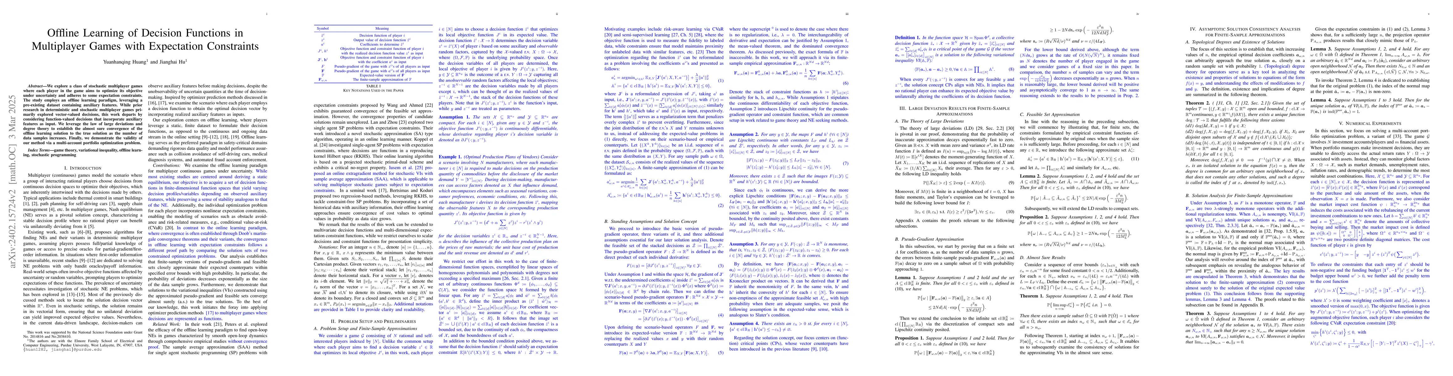 Thumbnail for Offline Learning of Decision Functions in Multiplayer Games with
  Expectation Constraints