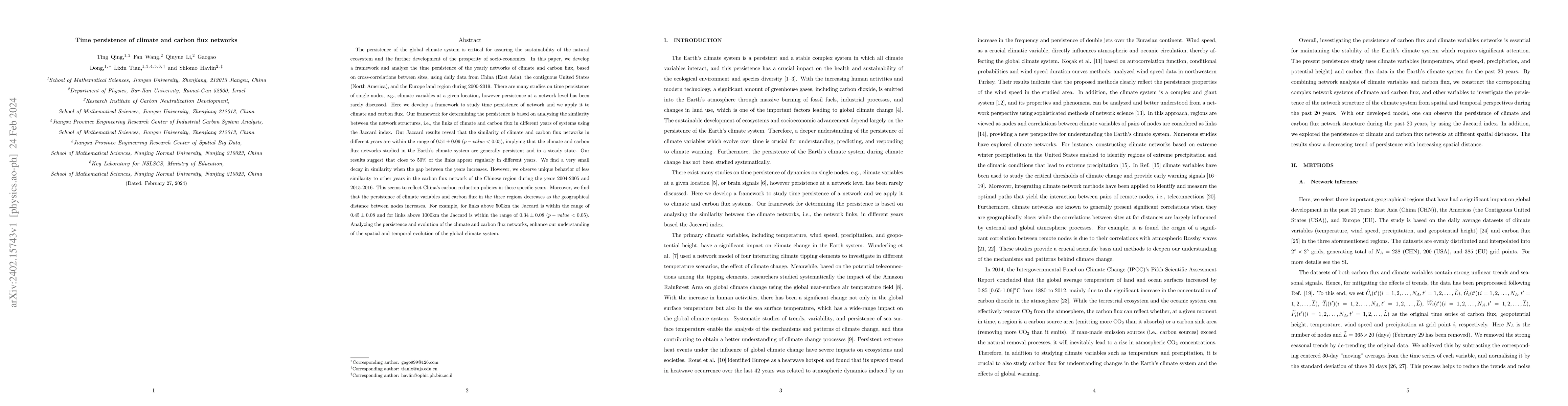 Thumbnail for Time persistence of climate and carbon flux networks