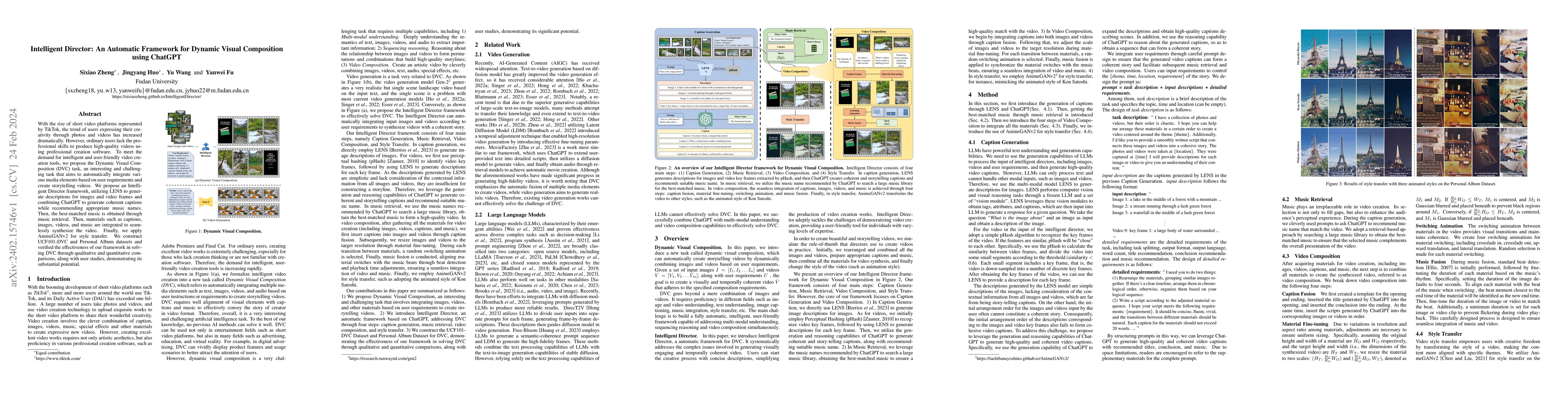 Thumbnail for Intelligent Director: An Automatic Framework for Dynamic Visual
  Composition using ChatGPT