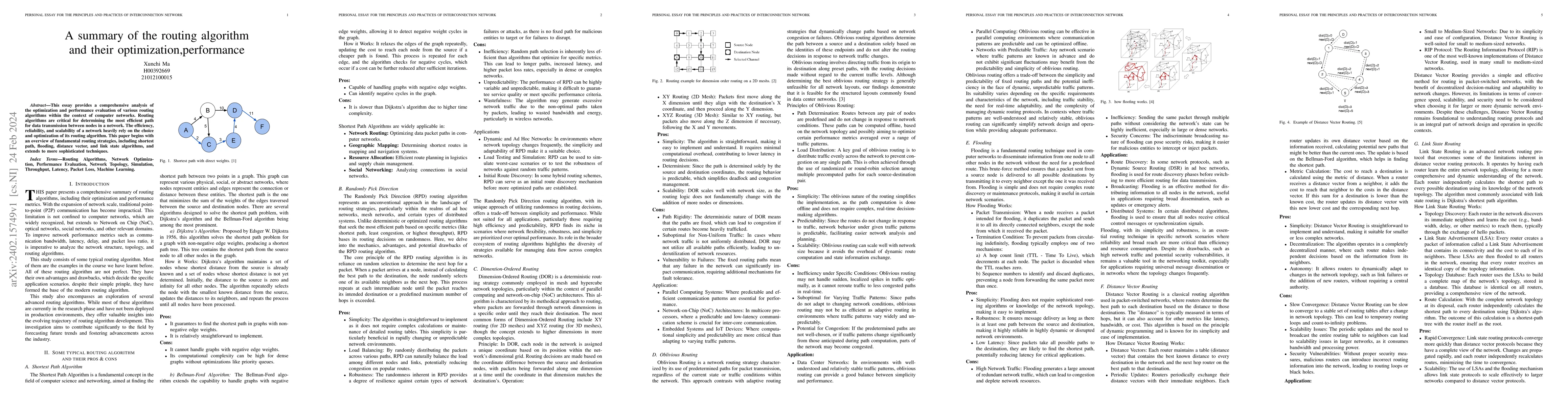 Thumbnail for A summary of the routing algorithm and their optimization,performance