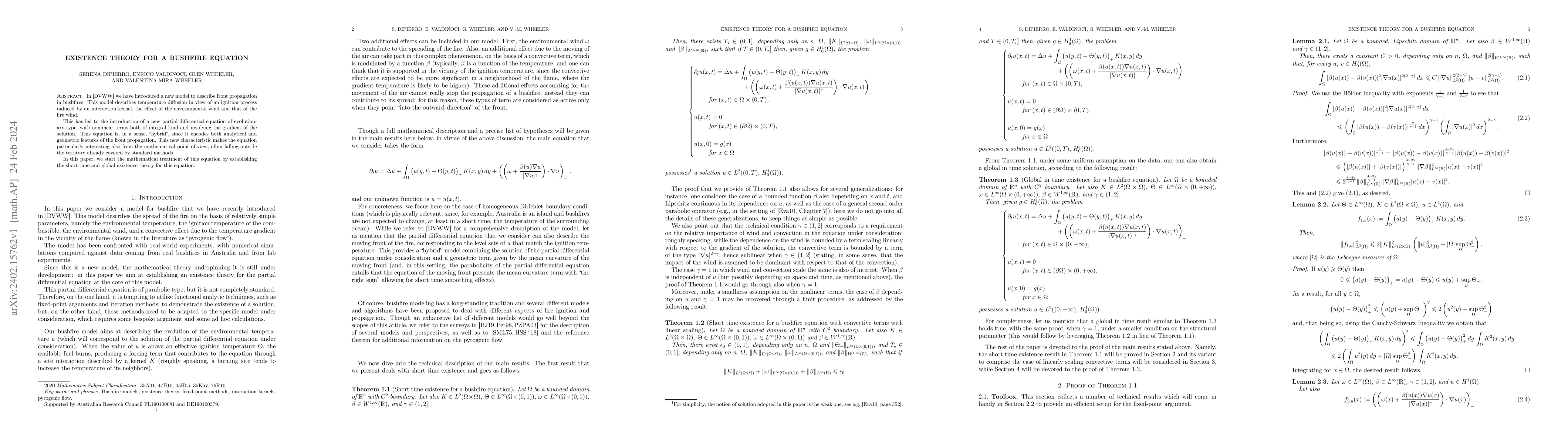 Thumbnail for Existence theory for a bushfire equation