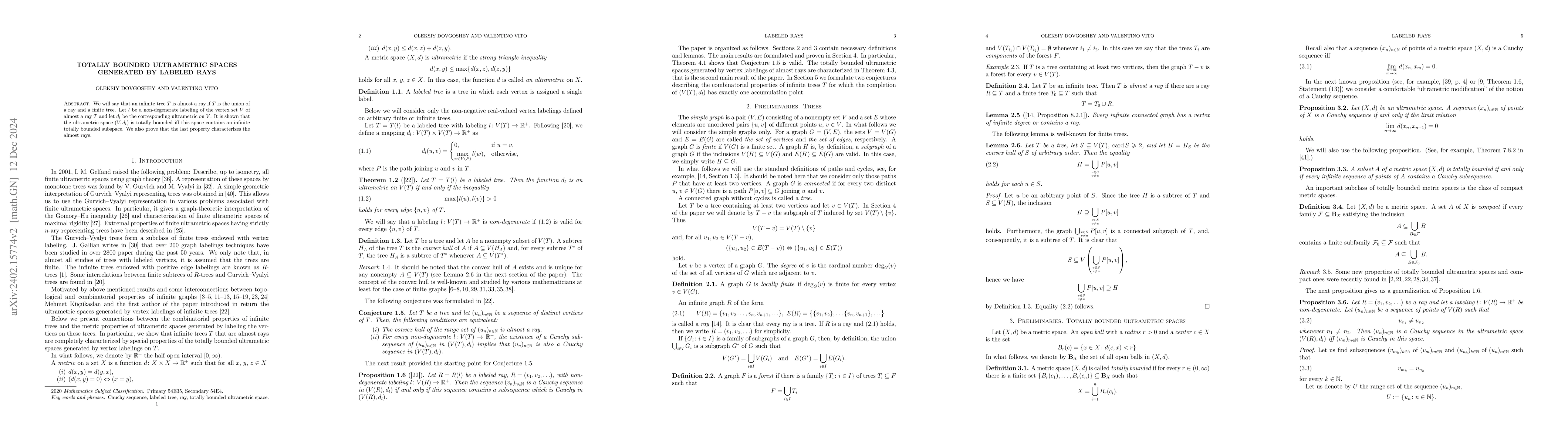 Thumbnail for Totally bounded ultrametric spaces generated by labeled rays