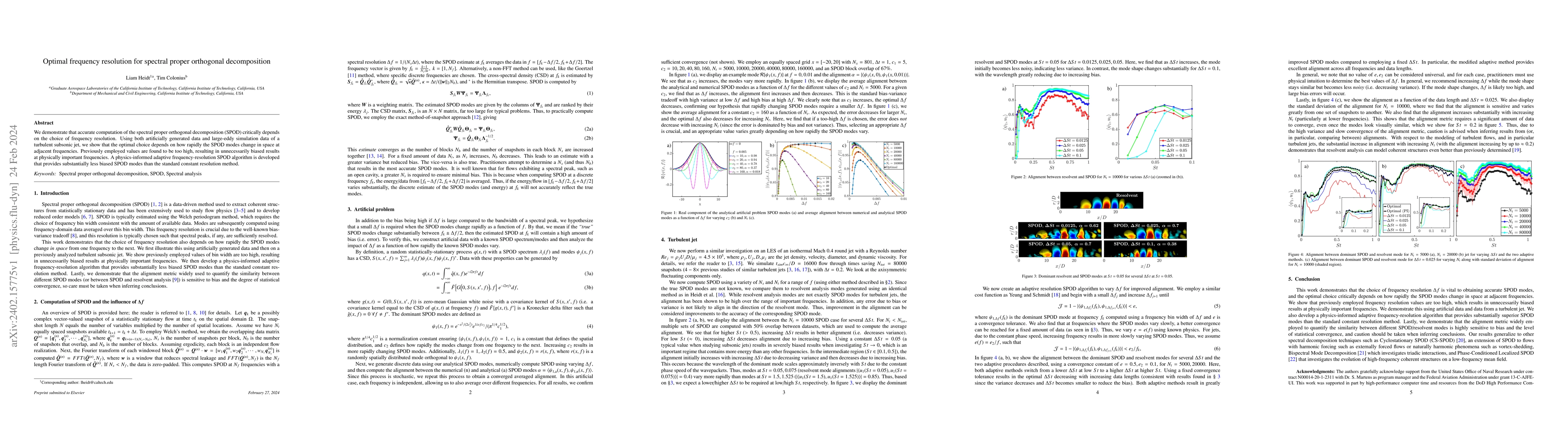 Thumbnail for Optimal frequency resolution for spectral proper orthogonal
  decomposition