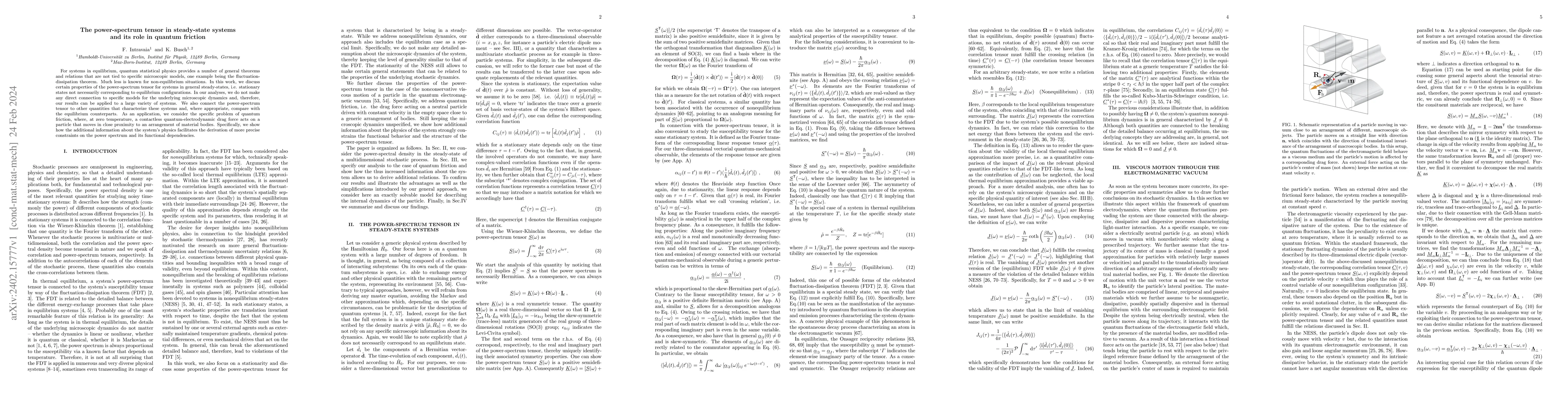 Thumbnail for The power-spectrum tensor in steady-state systems and its role in
  quantum friction