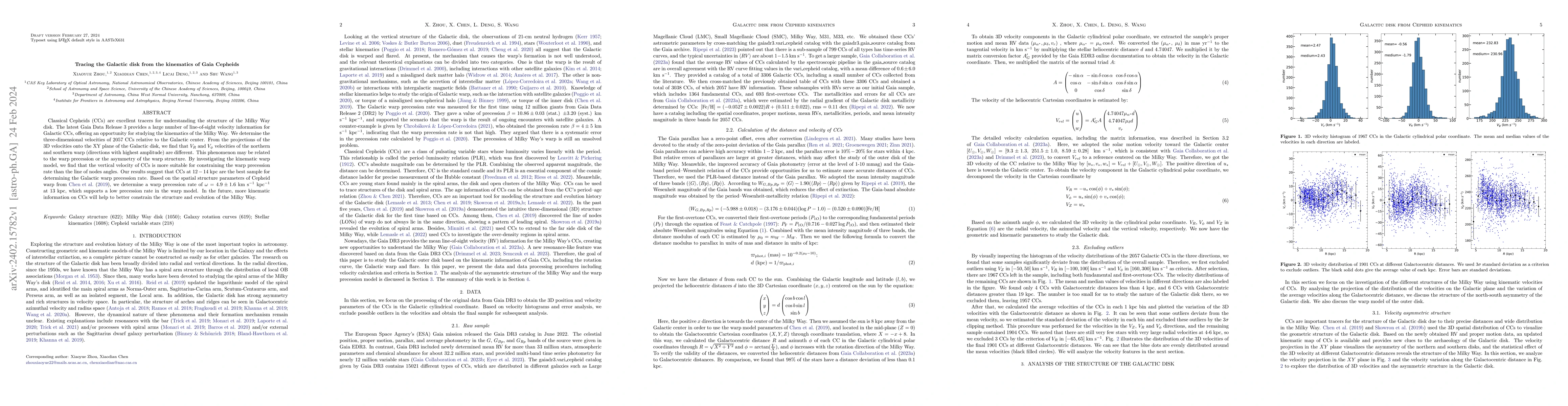 Thumbnail for Tracing the Galactic disk from the kinematics of Gaia Cepheids