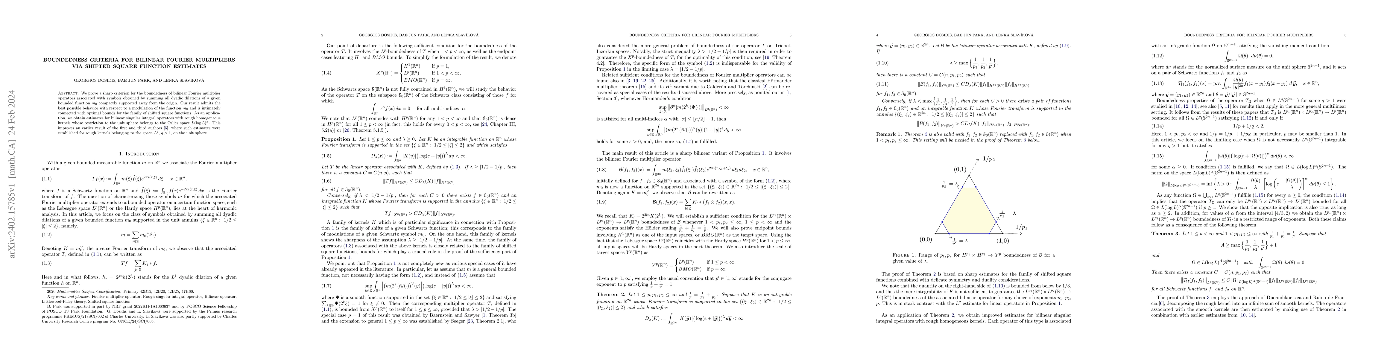 Thumbnail for Boundedness criteria for bilinear Fourier multipliers via shifted square
  function estimates