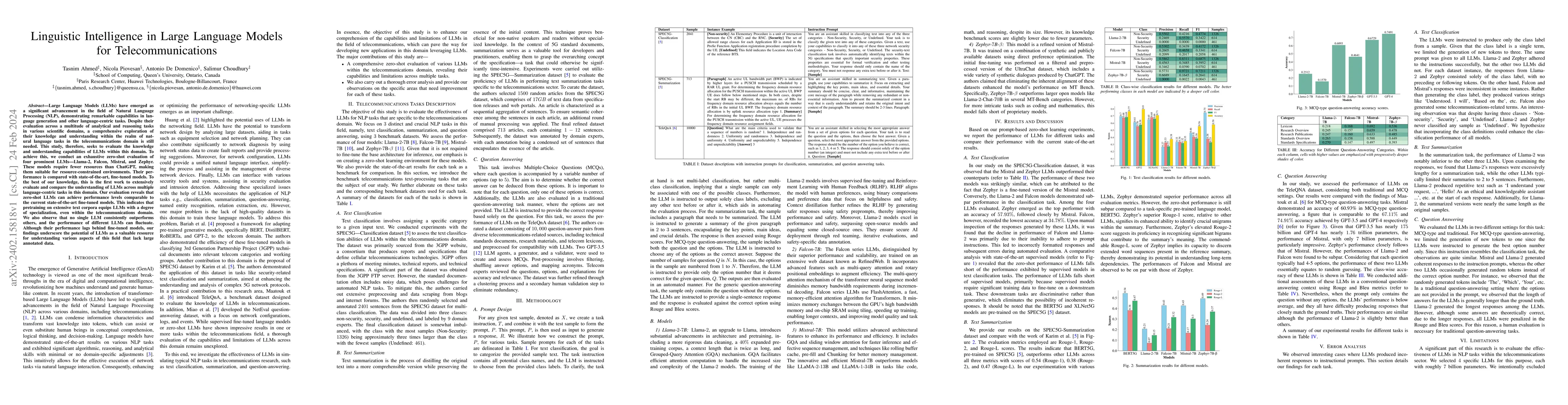 Thumbnail for Linguistic Intelligence in Large Language Models for Telecommunications