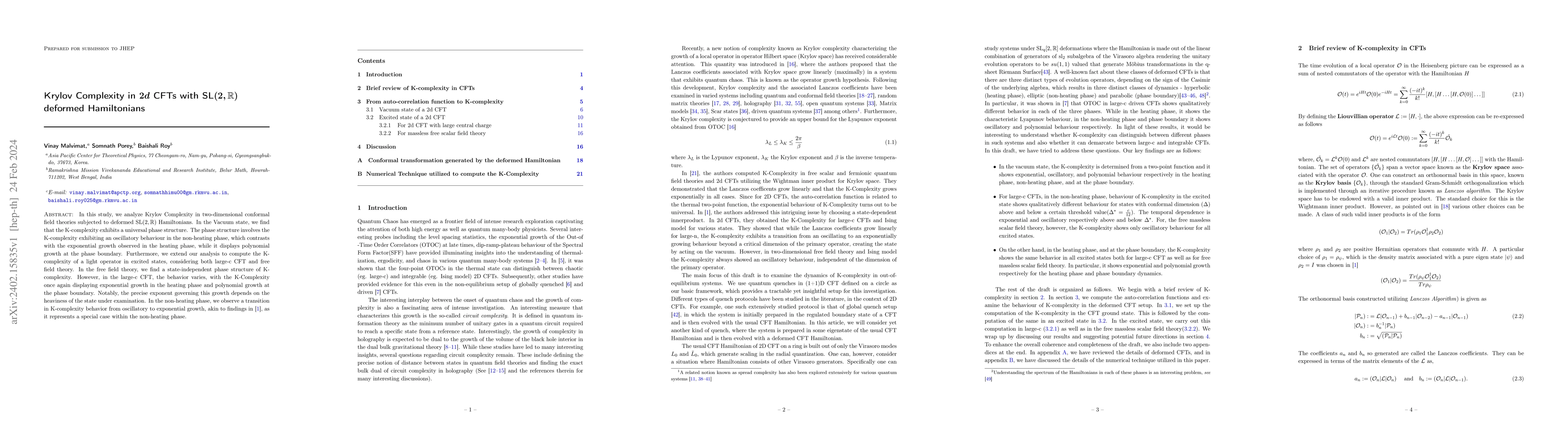 Thumbnail for Krylov Complexity in $2d$ CFTs with SL$(2,\mathbb{R})$ deformed
  Hamiltonians