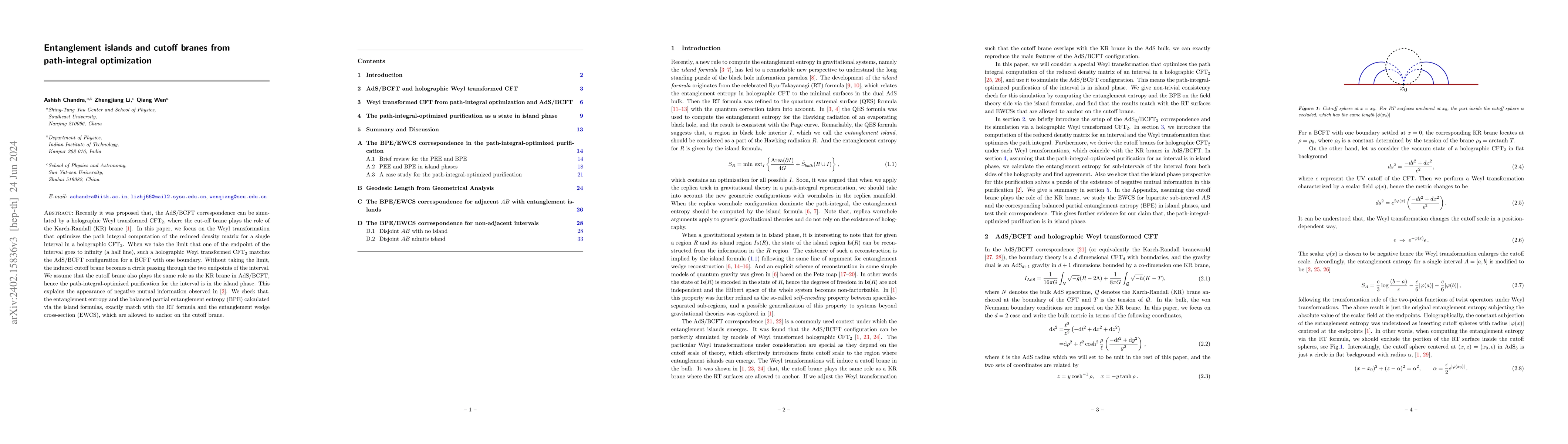 Thumbnail for Entanglement islands and cutoff branes from path-integral optimization
