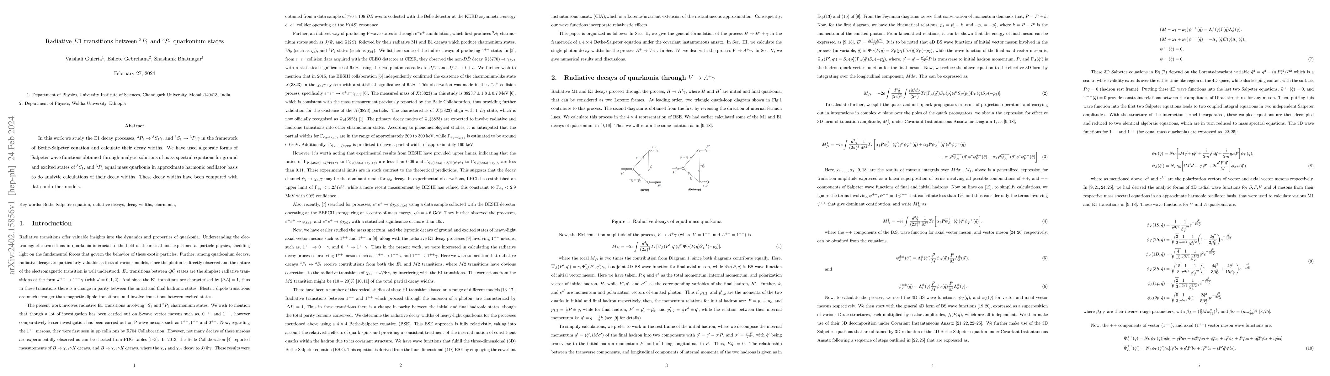Thumbnail for Radiative $E1$ transitions between $^3P_1$ and $^3S_1$ quarkonium states