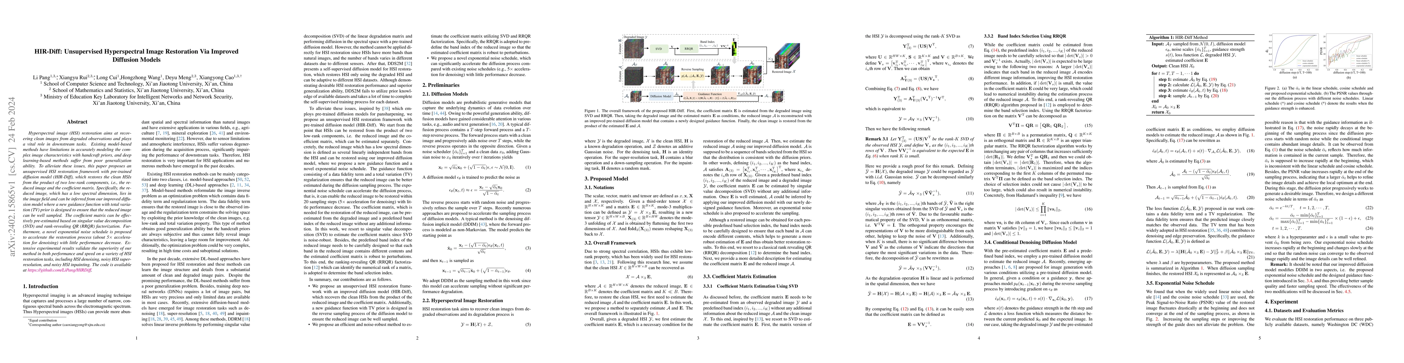 Thumbnail for HIR-Diff: Unsupervised Hyperspectral Image Restoration Via Improved
  Diffusion Models